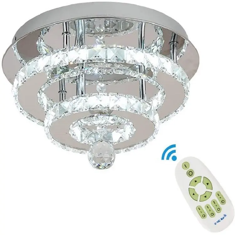 K9 Lampu Gantung Kristal LED, Lampu Gantung Langit-langit 3 Lapis Putih Keren untuk Kamar Tidur Anak, Ruang Tamu