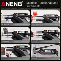 Pena Multimeter Digital, pena Multimeter Digital presisi tinggi, multi fungsi, meteran On-Off Universal untuk pengukuran voltase pena dan garis