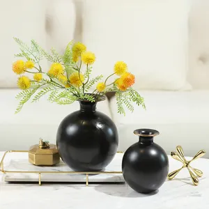 Современная декоративная ваза для дома круглой формы, ваза для домашнего декора, винтажная маленькая керамическая ваза для цветов