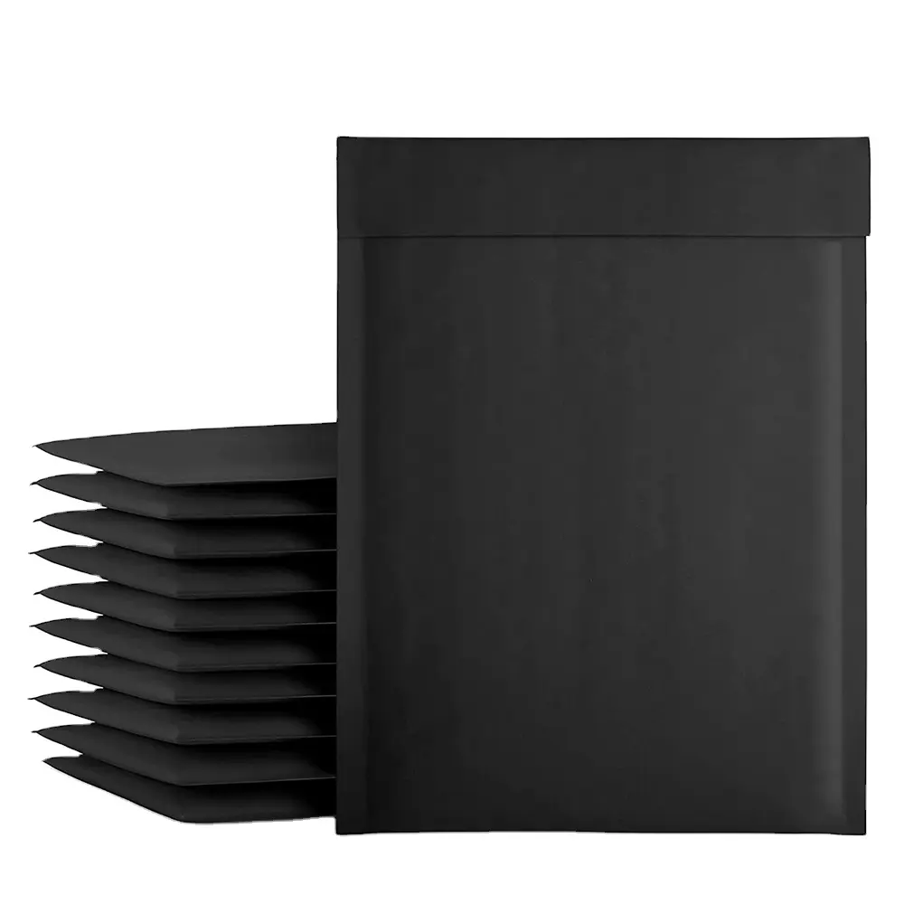 Preisgünstiges benutzerdefiniertes logo schwarz selbstklebende Mini-Teile Umschläge bedruckter Papierumschlag gepolsterte brief-Versandtaschen Kraftpapiertüten