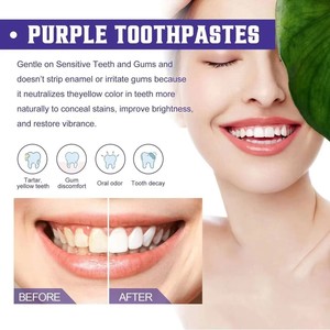 Dentifrice correcteur de couleur violet V34 avancé pour un éclaircissement instantané, sérum blanchissant <span class=keywords><strong>non</strong></span> invasif pour les dents, OEM ODM - Product Image 3
