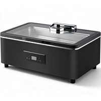 Pemanas Makanan Listrik Modern Warna Hitam untuk Prasmanan, Tipe Bain Marie Cerdas dengan Visual, Cocok untuk Pesta Pernikahan dan Katering