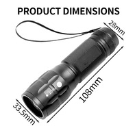 Lampes de poche LED à haute luminosité 3W, petites, étanches, à focalisation réglable, pour le camping et les situations d'urgence en extérieur