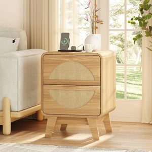 Vintage style bedside table, home <b>bedroom</b> <b>storage</b> <b>cabinet</b>, retro double drawer <b>storage</b> <b>cabinet</b>, 2026 creative bedside small - Product Image 1