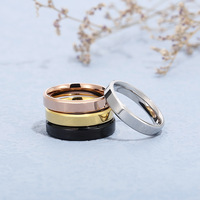 Nouvelle bague en acier inoxydable 4/6 mm à double biseau, finition miroir lisse, unisexe, pour couple, mariage, fiançailles, anniversaire, cadeau