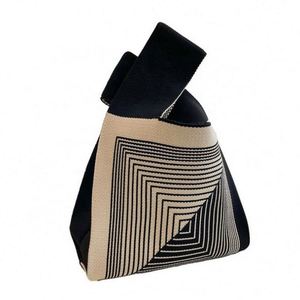 Fashion <b>Cute</b> Knitted Waterproof Polyester Handbag Casual Women Zipper Closure Wrist Tote Bag Mini <b>Purse</b> Back to School Travel - Product Image 3