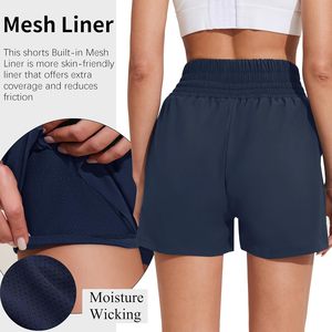FOXA Short en maille pour femme avec poche pour téléphone, coupe ample, couleur unie, polyester, vêtements de fitness - Product Image 2