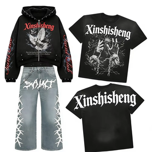 Conjunto de 2 Piezas Xinshisheng para Hombre, Camiseta Corta y Pantalones Deportivos Estampados, Talla Grande, Ropa Casual - Product Image 2