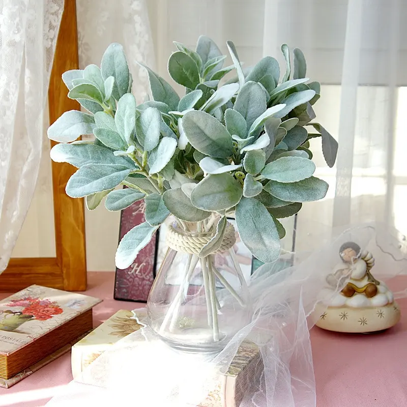 Vaso artificial de folhagem floral, alta qualidade, plantas, artificial, fechado, coelho, orelha, paletas para decoração de casamento, casa
