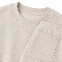 Ensemble deux pièces personnalisé de sweat-shirt et pantalon de survêtement large, couleur avoine chinée, taille haute avec cordon de serrage et poches plaquées, OEM