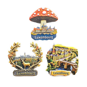Ensemble d'aimants de réfrigérateur 3D en résine Luxembourg, Pont <span class=keywords><strong>Adolphe</strong></span>, Cerf, Champignon, Paysage urbain européen, Souvenir de voyage, Décoration d'intérieur, Cadeau - Product Image 1