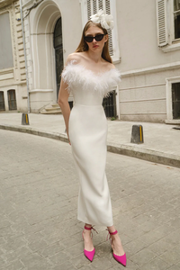 Abiti da sera da sera per feste in maglia senza spalline con fasciatura elegante da donna - Product Image 2