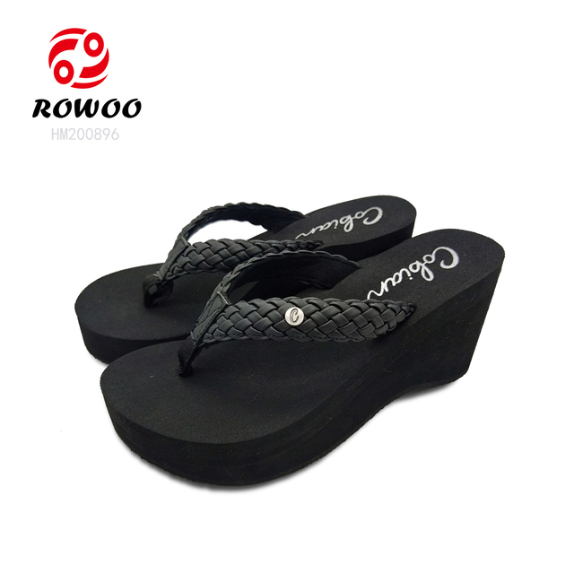 HM200896 Summer New Fashion Designer Women's Heel Wedge Sandals Platform Heel Beach Eva High Heel Flip Flops