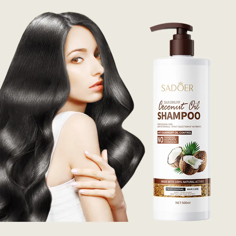 Sadoer shampoo de coco para cabelos, shampoo e queratina para cabelos secos, limpo e antiderrapante