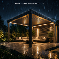 Pergola Bioclimatique en Aluminium Motorisée à Lames Orientables Étanche Écologique Durable avec Bandes LED pour Jardin et Terrasse Extérieure – Vente en Gros