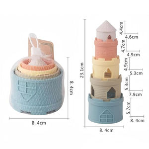 Jouets <span class=keywords><strong>de</strong></span> bain musicaux en silicone en forme <span class=keywords><strong>de</strong></span> <span class=keywords><strong>château</strong></span> numérique à empiler, 5 pièces, pour l'éducation précoce Montessori, jouet aquatique pour enfants <span class=keywords><strong>de</strong></span> 2 à 14 ans et plus - Product Image 1