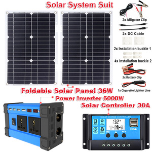 12V Tot 110V Of 220V 500W Omvormer + 30a Zonne-Energie Laadregelaar + 36W 18V Zonnepaneel Off Grid Zonnestelsel Met Onderdelen - Product Image 6