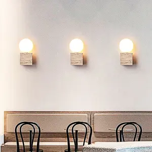 Balkon pantai koridor LED lampu dinding Wabi Sabi Travertine batu tempat lilin untuk ruang tamu restoran dekorasi dilukis tangan - Product Image 3