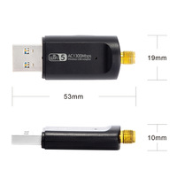 Dongle Wifi 802.11ac, adaptor WiFi 1300Mbps untuk Desktop Laptop PC mendukung Windows 10 Driver gratis