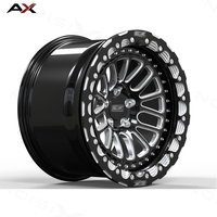 Jantes AX 18x10 18x11 Drag Beadlock 5x112 Noir Brillant Fraisé, Ensemble de Jantes Décalées pour BMW M3 Competition XDrive Audi RS