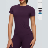 OEM Maßgeschneidertes Damen Kurzarm-Kompressionsshirt Komfortables Leichtes Atmungsaktives Yoga-T-Shirt Vierwege-Stretch Fitness-Sportshirt