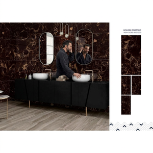 Azulejos de Porcelana Vitrificada Digital Negra Grafito 600x1200mm con Acabado Pulido Efecto Mármol para Pisos y Paredes Interiores - Product Image 1