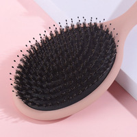 Brosse à cheveux personnalisée avec logo, mini brosse démêlante avec emballage en coton, vente en gros, brosse à cheveux vierge en poils de sanglier