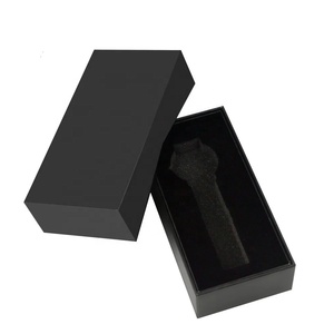 Chất lượng cao hình chữ nhật màu đen hai mảnh hộp đồng hồ với bọt chèn Matt cán & dập nổi có thể tái chế - Product Image 2