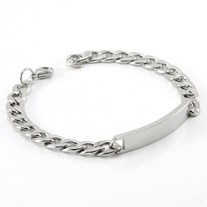 Popular Stainless Steel Curb Chain <b>ID</b> Bracelet Engravable Bracelet | Men's Fashion Bracelet Wholesale - Product Image 1