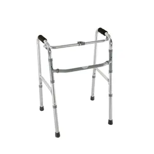 Aiuto a piedi in alluminio di alta qualità deambulatore anziano camminatore a un pulsante pieghevole senza ruote