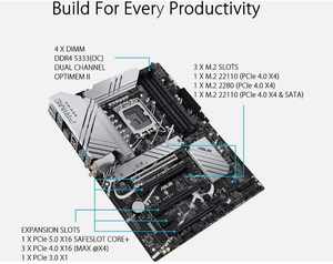 Carte mère de bureau PRIME Z790-P WIFI D4 LGA1700 Z790 ATX M.2 compatible avec les processeurs LGA1700 pour une performance puissante - Product Image 3