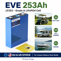Sel Prismatic LiFePO4 EVE 230Ah 253Ah dengan Busbar Gratis untuk Paket Baterai DIY 12V 48V 72V Motor Trolling Kapal Laut Stok EU US