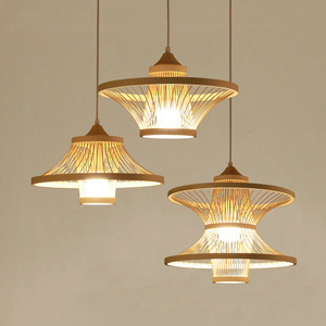 Lámpara Colgante de Bambú Tejido Estilo Chino Yumesho, Diseño Rústico y Simple para Sala de Estar, Comedor, Dormitorio, Salón de Té - Product Image 2