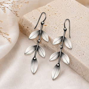 Set di Orecchini e Collana con Ciondolo a Foglia di Salice in Stile Bohémien Vintage, Gioielli Minimalisti alla Moda per Donne - Product Image 3