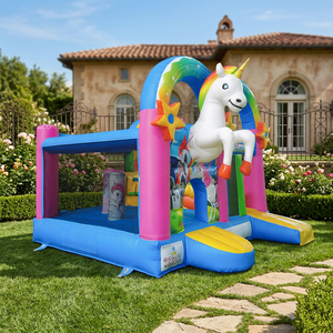 WINSUN Castillo Inflable Combinado Unicornio con Trampolín, Certificación CE, Material de PVC Impermeable, Fácil de Instalar - Product Image 1