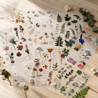 Feuilles d'autocollants en vinyle imperméables, autocollants personnalisés prédécoupés à motif végétal et dessin animé pour la décoration de journaux, vente en gros