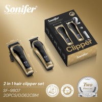 Tondeuse à cheveux professionnelle Sonifer SF-9807, kit de tondeuse à cheveux avec tondeuse de précision, écran LCD, type C