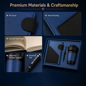 Custom Tri-Fold Faux Leather Office Gift Set Personalized Corporate Stationery Organizer With Multiple Compartments - Product Image 5