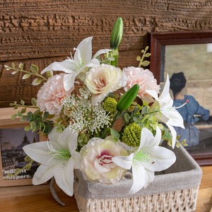 Bouquet de lys artificiels Kirishima en tissu tissé plastique pour décoration de maison et de mariage CF02085 - Product Image 1