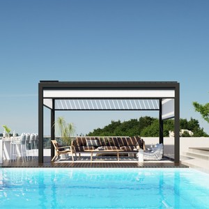 Pergola motorisée en aluminium BHY-001 3x3 3x4 4x4 4x6 Tailles personnalisables Pare-soleil extérieur résistant au vent Imperméable pour balcon - Product Image 5