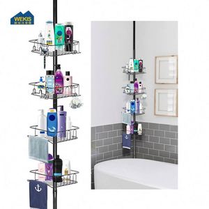 WEKIS Modern Hotel Rustproof Stainless Steel Four Tier Shower Caddy Shelf Bathroom Storage Organizer Telescopic <b>Corner</b> Rack - Product Image 3