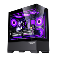 LOVINGCOOL Châssis ATX de bonne qualité Boîtier pour ordinateur de jeu PC en verre trempé noir Boîtier CPU complet Boîtier pour ordinateur