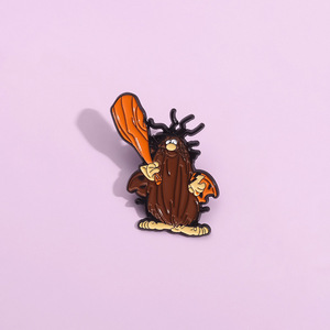 Broches de solapa de esmalte personalizados con diseño de hombre primitivo de dibujos animados, al por mayor, divertidos, de moda, creativos, de metal, para ropa y bolsos - Product Image 2