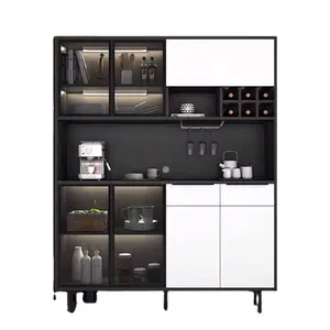 Factory Price Customized Modern Wooden Home Furniture Sideboard Glass Doors Living Room Cabinet Kitchen Storage Cabinets