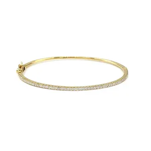 Nova Chegada Alta Qualidade de Desgaste Diário Rápida Entregar Casual 18k Sólido Ouro Amarelo Real Diamante Moda Jóias Pulseiras & Bangle