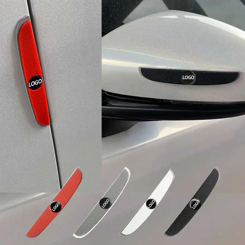 กระจกมองหลังอเนกประสงค์4ชิ้นแผ่นกันกันชนประตูรถยนต์แผ่นป้องกันขอบประตูรถยนต์ออกแบบโลโก้ได้ตามต้องการ