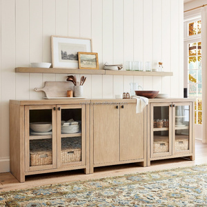 Ferly Buffets d'affichage au design moderne Mobilier d'intérieur Buffets d'armoires en bois de chêne <span class=keywords><strong>massif</strong></span> <span class=keywords><strong>Buffet</strong></span> d'affichage de ferme avec armoire - Product Image 1