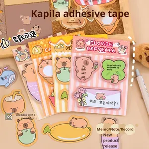 Lot de blocs-notes adhésifs Kapibara Cartoon, 3 styles/<span class=keywords><strong>livre</strong></span>, blocs-notes mignons en forme de Kapibara, autocollants, notes détachables pour étudiants et bureau - Product Image 2
