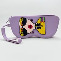 Nouvel étui à lunettes en silicone personnalisable avec logo, motif dessin animé, résistant aux chutes, sac de rangement portable pour lunettes de soleil avec design suspendable