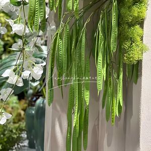 <b>Artificial</b> Pea Pods Greenery <b>Bouquet</b> Outdoor Wedding Decoration PVC Hanging Plants - Product Image 1